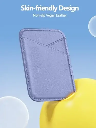 Miroddi for MagSafe Wallet, Strongest Magnetic Card Holder for iPhone 17/16/15/14/13/12 Series, Ultra-Thin Leather Magnetic Phone Wallet with 2 Card Slots, RFID Blocking, No More Falling, Lavender - 4