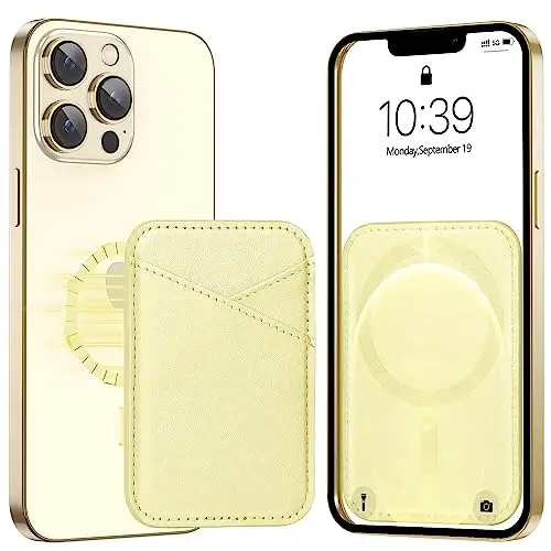 Miroddi for MagSafe Wallet, Strongest Magnetic Card Holder for iPhone 17/16/15/14/13/12 Series, Ultra-Thin Leather Magnetic Phone Wallet with 2 Card Slots, RFID Blocking, No More Falling, Lemon Yellow - MIRODDI