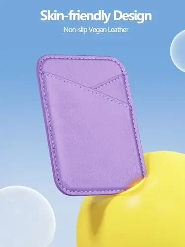 Miroddi for MagSafe Wallet, Strongest Magnetic Card Holder for iPhone 17/16/15/14/13/12 Series, Ultra-Thin Leather Magnetic Phone Wallet with 2 Card Slots, RFID Blocking, No More Falling, Purple - 4