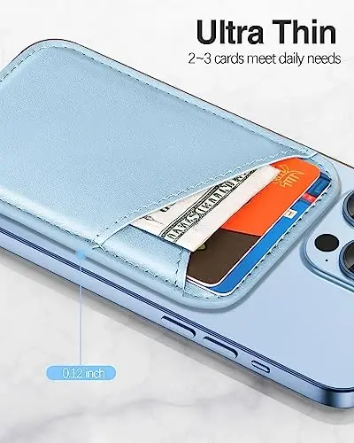 Miroddi for MagSafe Wallet, Strongest Magnetic Card Holder for iPhone 17/16/15/14/13/12 Series, Ultra-Thin Leather Magnetic Phone Wallet with 2 Card Slots, RFID Blocking, No More Falling, White Ice - 5