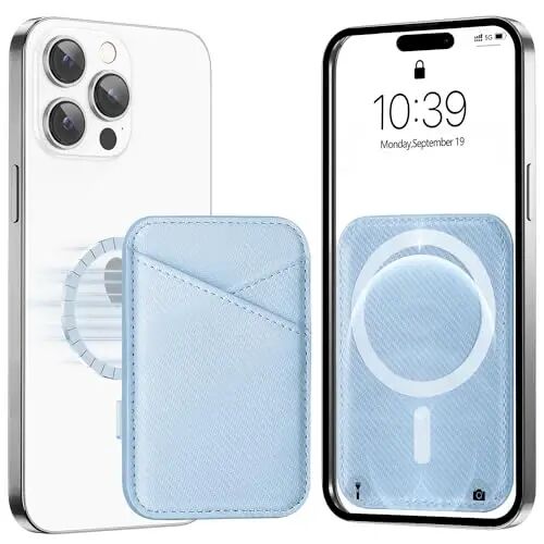 Miroddi for MagSafe Wallet, Ultra-Thin Magnetic Wallet with 2 Card Slots | RFID Blocking, No More Falling, Strongest Magnetic Card Holder for iPhone 18/17/16/15/14/13/12 Series, Carbon Fiber Blue - Miroddi