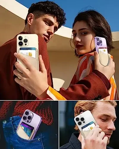 Miroddi for MagSafe Wallet, Strongest Magnetic Card Holder for iPhone 17/16/15/14/13/12 Series, Ultra-Thin Leather Magnetic Phone Wallet with 2 Card Slots, RFID Blocking, No More Falling, Gold - 5