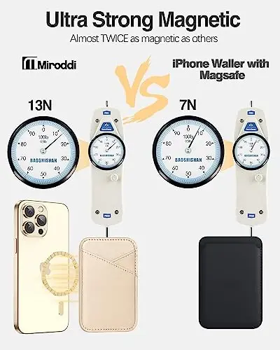 Miroddi for MagSafe Wallet, Strongest Magnetic Card Holder for iPhone 17/16/15/14/13/12 Series, Ultra-Thin Leather Magnetic Phone Wallet with 2 Card Slots, RFID Blocking, No More Falling, Gold - 2