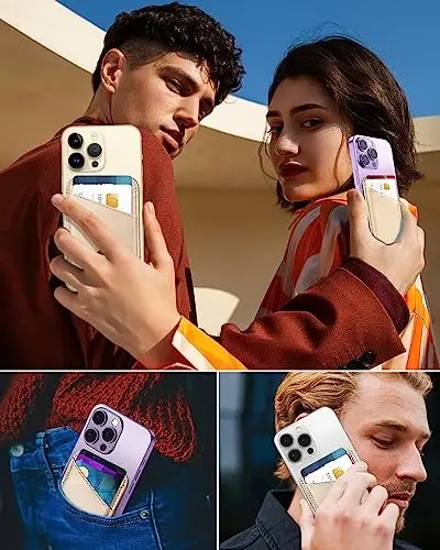 Miroddi for MagSafe Wallet, Strongest Magnetic Card Holder for iPhone 17/16/15/14/13/12 Series, Ultra-Thin Leather Magnetic Phone Wallet with 2 Card Slots, RFID Blocking, No More Falling, Gold - 5