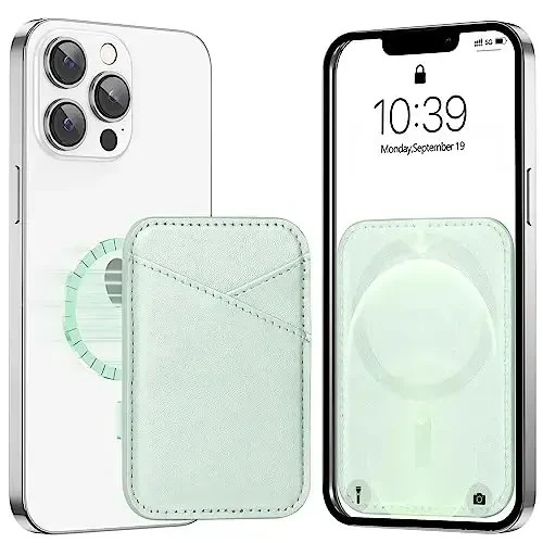 Miroddi for MagSafe Wallet, Strongest Magnetic Card Holder for iPhone 17/16/15/14/13/12 Series, Ultra-Thin Leather Magnetic Phone Wallet with 2 Card Slots, RFID Blocking, No More Falling, Leafy green 