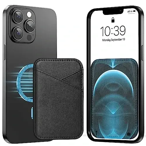 Miroddi for MagSafe Wallet, Strongest Magnetic Card Holder for iPhone 17/16/15/14/13/12 Series, Ultra-Thin Leather Magnetic Phone Wallet with 2 Card Slots, RFID Blocking, No More Falling, Black 