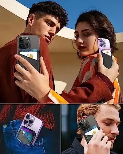 Miroddi for MagSafe Wallet, Strongest Magnetic Card Holder for iPhone 17/16/15/14/13/12 Series, Ultra-Thin Leather Magnetic Phone Wallet with 2 Card Slots, RFID Blocking, No More Falling, Black - 5