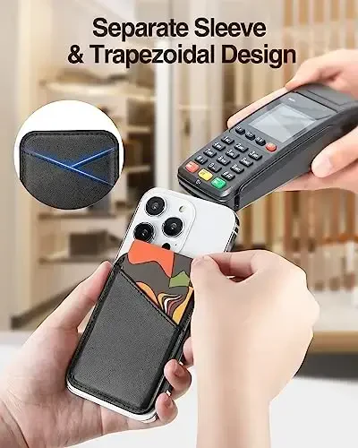 Miroddi for MagSafe Wallet, Strongest Magnetic Card Holder for iPhone 17/16/15/14/13/12 Series, Ultra-Thin Leather Magnetic Phone Wallet with 2 Card Slots, RFID Blocking, No More Falling, Black - 4