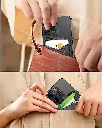 Miroddi for MagSafe Wallet, Strongest Magnetic Card Holder for iPhone 17/16/15/14/13/12 Series, Ultra-Thin Leather Magnetic Phone Wallet with 2 Card Slots, RFID Blocking, No More Falling, Black - 6