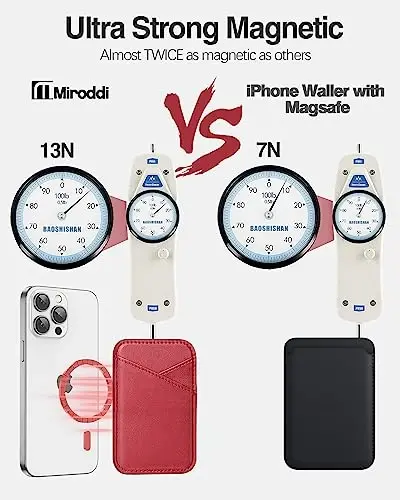 Miroddi Magnetic Card Wallet Holder, with MagSafe for iPhone 15/14/13/12 Series, Magsafe, Vegan Leather, Independent Slot, Invisible Ultra-Thin, True red, MCB070TR-US - 4