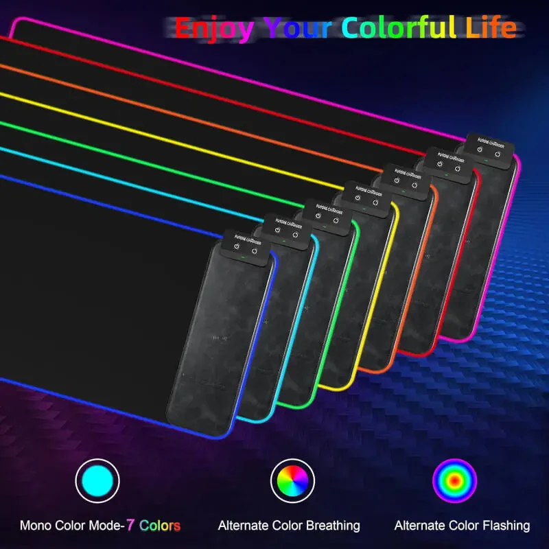 Miroddi RGB Desk Mat with Wireless Charger | [9 Light Modes] Large Desktop Mouse Pad with Non-Slip Rubber Base for Gaming & Home Office - 6