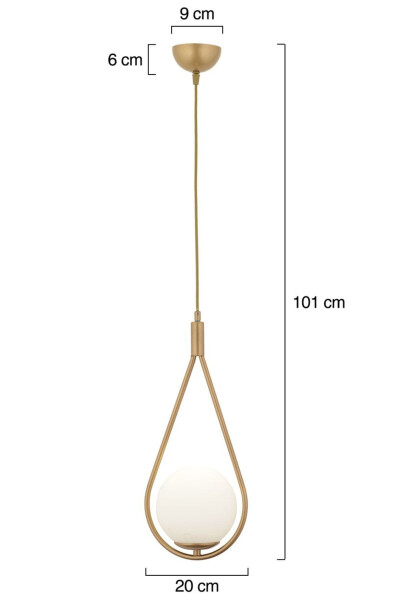 Mirza Single Vintage Pendant White Glass Modern Pendant Kitchen Living Room Pendant Chandelier - 15