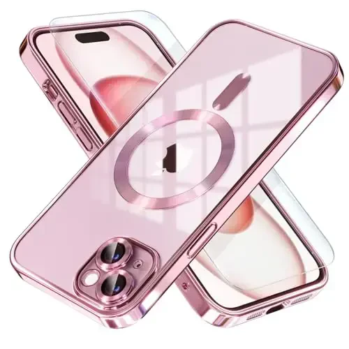 Misea iPhone 15 учун магнитли килим MagSafe билан мос [ҳеч қачон саргаймайди] [ҳарбий даражада қулашнинг олдини олади] Камера линзасини тўлиқ ҳимоя қиладиш Юмшоқ очиқ телефон қораш Аёллар ва қизлар учун Pushti - 1