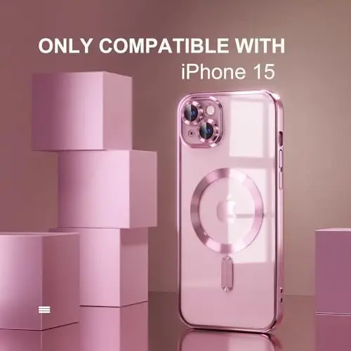 Misea iPhone 15 учун магнитли килим MagSafe билан мос [ҳеч қачон саргаймайди] [ҳарбий даражада қулашнинг олдини олади] Камера линзасини тўлиқ ҳимоя қиладиш Юмшоқ очиқ телефон қораш Аёллар ва қизлар учун Pushti - MISEA (1)