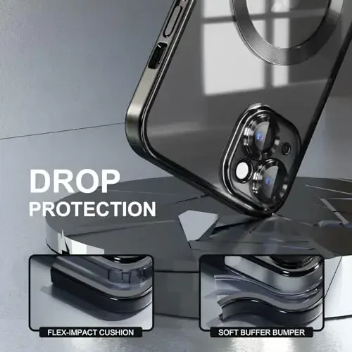 Misea Magnetic для iPhone 15 Plus, совместимый с MagSafe [Не желтеет] [Военная степень защиты от падений] Полная защита объектива камеры, мягкий прозрачный чехол для телефона для женщин, черный - 4