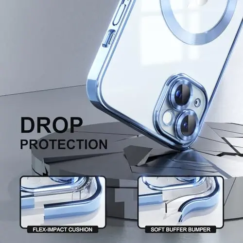 Misea Magnetic for iPhone 15 Plus Case MagSafe bilan mos keladi [Hech qachon sarg'aymaydi] [Harbiy darajadagi tushishdan himoya] Ayollar uchun to'liq kamera linzalari himoyachisi qoplamali yumshoq shaffof telefon g'ilofi, Sierra Blue - 4