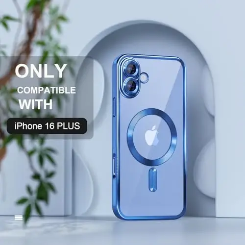 Misea Magnetic for iPhone 16 Plus Case Compatible with MagSafe [Never Yellowing] [Military Grade Drop Protection] Full Camera Lens Protector Plating Soft Clear Phone Case for Women 6.7
