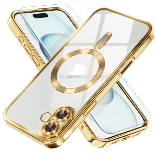 Misea Magnetic for iPhone 16 Plus Case MagSafe bilan mos [Hech qachon sarg'aymaydi] [Harbiy darajadagi tushishdan himoya] To'liq kamera linzalari himoyachisi Plitalangan yumshoq shaffof ayollar uchun telefon g'ilofi 6,7