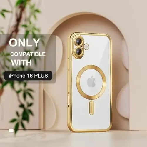Misea Magnetic for iPhone 16 Plus Case MagSafe bilan mos [Hech qachon sarg'aymaydi] [Harbiy darajadagi tushishdan himoya] To'liq kamera linzalari himoyachisi Plitalangan yumshoq shaffof ayollar uchun telefon g'ilofi 6,7
