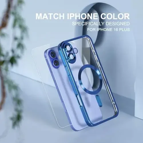 Misea Magnetic for iPhone 16 Plus Case MagSafe bilan mos keladi [Hech qachon sarg'aymaydi] [Harbiy darajadagi tushishdan himoya] To'liq kamera linzalari himoyachisi, ayollar uchun yumshoq shaffof telefon qutisi 6,7
