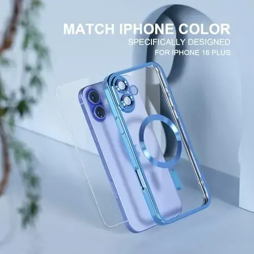 Misea Magnetic for iPhone 16 Plus Case MagSafe bilan mos keladi [Hech qachon sarg'aymaydi] [Harbiy darajadagi tushishdan himoya] To'liq kamera linzalari himoyachisi Ayollar uchun yumshoq tiniq telefon qutisi 6,7