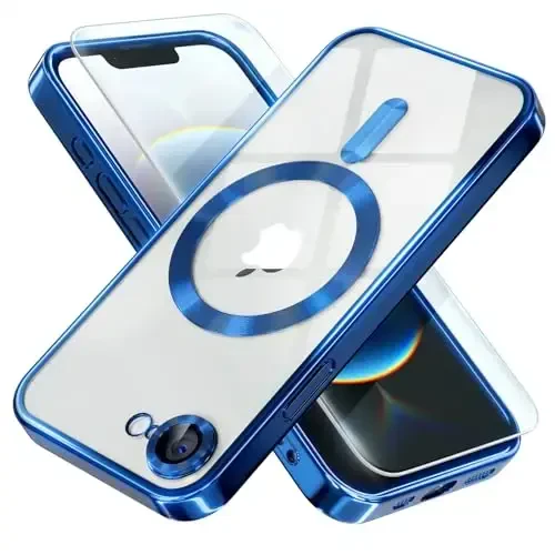 Misea Magnetic for iPhone 16e Case Compatible with MagSafe [Hech qachon sarg'aymaydi] [Harbiy darajadagi tushishdan himoya] To'liq kamera linzalari himoyachisi Qoplama Yumshoq shaffof ayollar uchun telefon qutisi 6,1 dyuym, to'q ko'k - 1