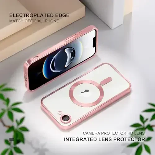 Misea Magnetic for iPhone 16e Case MagSafe bilan mos [Hech qachon sarg'aymaydi] [Harbiy darajadagi tushishdan himoya] To'liq kamera linzalari himoyasi Qoplama Yumshoq shaffof ayollar uchun telefon g'ilofi 6,1 dyuym, pushti - 6