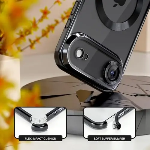 Misea Magnetic for iPhone 17 Air Case Compatible with MagSafe [Never Yellowing] [Military Grade Drop Protection] Full Camera Lens Protector Plating Soft Clear Phone Case for Women, Black - 4