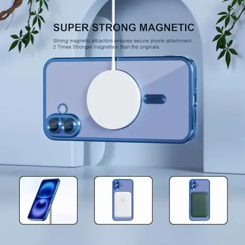 Misea Magnetic for iPhone 16 Plus Case Compatible with MagSafe [Never Yellowing] [Military Grade Drop Protection] Full Camera Lens Protector Plating Soft Clear Phone Case for Women 6.7