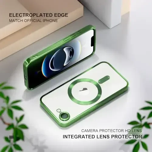 Misea Magnetic iPhone 16e uchun gʻilof MagSafe bilan mos [Hech qachon sargʻaymaydi] [Harbiy darajadagi tushishdan himoya] Toʻliq kamera linzalari himoyasi Qoplama Yumshoq shaffof ayollar uchun telefon gʻilofi 6,1 dyuym, Yashil - 6
