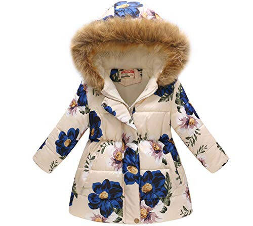 Miss Bei Girl's Winter Coat Jacket Hooded Kids Toddler Flower Print Parka Outwear Warm Cotton Puffer Hooded Jacket - 1