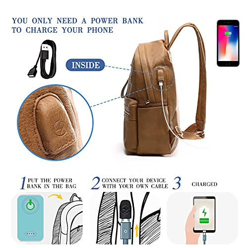 Miss Fong Small Diaper Bag Leather Diaper Bag Backpack Baby Diaper Bag, Baby Bag for Travel, Baby Diaper Bags, Small Diaper Bag with 7 Pockets Diaper Bag Organizer USB Charger & 2 Insulated Pockets - 5