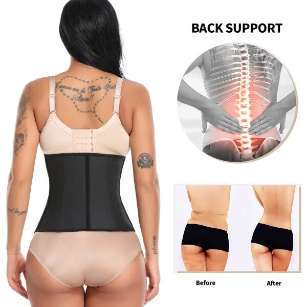 MISS MOLY Latex Waist Cincher Waist Trainer Trimmer Long Torso with 3 Hook Rows Corset Shapewear For Women, Style CY9843 - 7