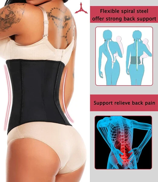 MISS MOLY Slimming Waist Trainer for Women Latex Ultra Tummy Control Effect Corset Body Shaper Black - 4