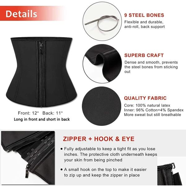 MISS MOLY Slimming Waist Trainer for Women Latex Ultra Tummy Control Effect Corset Body Shaper Black - 5