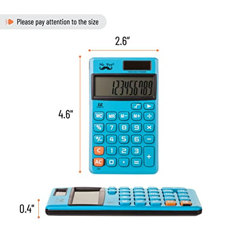 Мистер Пен - стандартный функциональный калькулятор, 12 разрядов, маленький калькулятор, солнечный калькулятор, карманный калькулятор, простой калькулятор, базовые офисные калькуляторы, солнечный ручной калькулятор, стандартный калькулятор - 2