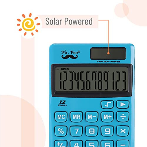 Мистер Пен - стандартный функциональный калькулятор, 12 разрядов, маленький калькулятор, солнечный калькулятор, карманный калькулятор, простой калькулятор, базовые офисные калькуляторы, солнечный ручной калькулятор, стандартный калькулятор - 4