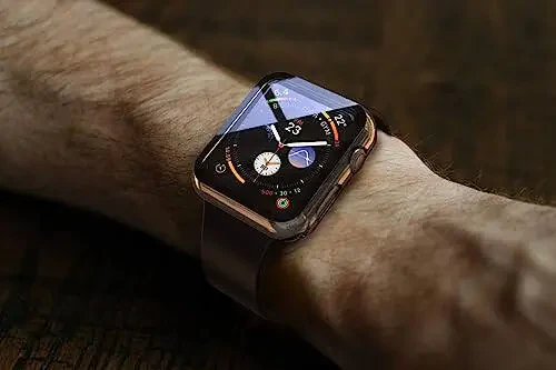 Misxi 2 dona qattiq PC korpusi bilan Temperlangan shisha ekran himoyachisi Apple Watch 4-seriyali 5-seriyali 6-seriyali SE 44mm bilan mos keladi, chizishga chidamli umumiy himoya qopqog'i iWatch uchun, Shaffof - 3