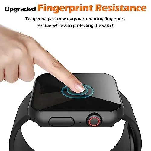 Misxi 2 Pack All-around Privacy PC HD Case with Button for Apple Watch Series 9 (2023) Series 8 Series 7 41mm, Shockproof Cover with Anti-Spy Tempered Glass Screen Protector for iWatch, Black - 5