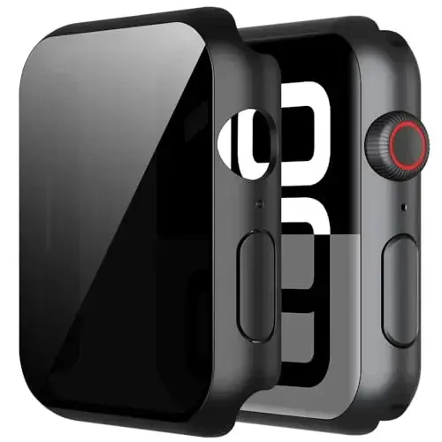 Misxi 2 Pack Apple Watch Series 11 (2025) Series 10 46mm uchun har tomonlama himoya qiluvchi shaxsiy PC HD Case, zarbaga chidamli o'ta yupqa qopqoq, iWatch uchun josuslikka qarshi temperli shisha ekran himoyachisi, qora - 1