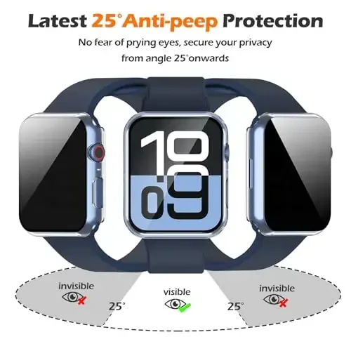 Misxi 2 Pack Apple Watch Series 11 (2025) Series 10 46mm uchun har tomonlama himoya qiluvchi shaxsiy PC HD korpusi, zarbaga chidamli ultra yupqa qopqoq, iWatch uchun josuslikka qarshi temperli shisha ekran himoyachisi, shaffof - 2