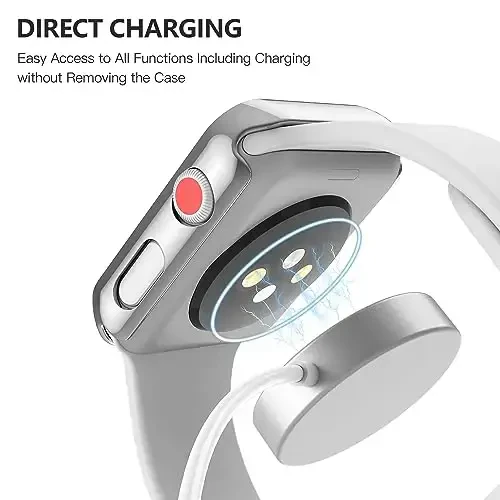 Misxi 2 Pack Apple Watch Series 2 Series 3 38 mm uchun mo'ljallangan закалённое стекло ekran himoyachisi bilan qattiq kompyuter g'ilofi, iWatch uchun tomchiga chidamli tirnalishga chidamli yengil qopqoq, 1 kumush + 1 shaffof - 4