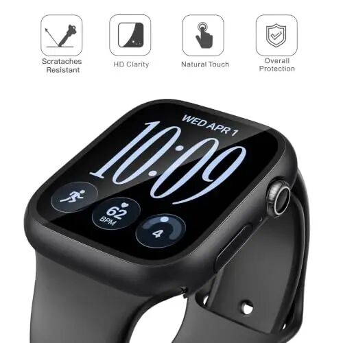 Misxi 2-Pack Hard Case for 42mm Apple Watch Series 12 (2026) | Cover with 9H Tempered Glass Screen Protector for 12, Ultra-Thin Anti-Fall Protection Anti-Scratch, Matte Black - Misxi (1)