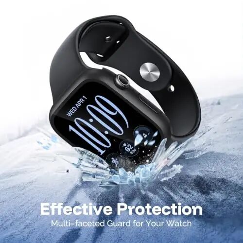 Misxi 2-Pack Hard Case for 46mm Apple Watch Series 12 (2026) | Cover with 9H Tempered Glass Screen Protector for 12, Ultra-Thin Anti-Fall Protection Anti-Scratch, Matte Black - 4