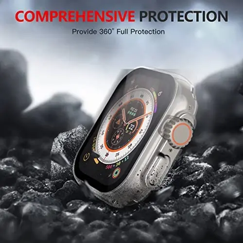 Misxi 2 Pack Hard PC Case Built in Tempered Glass Compatible with 49mm Apple Watch Ultra 3 (2025) / Ultra 2 / Ultra, Thin Protective Case with Screen Protector for iWatch, Cover with Button, Transparent - 2