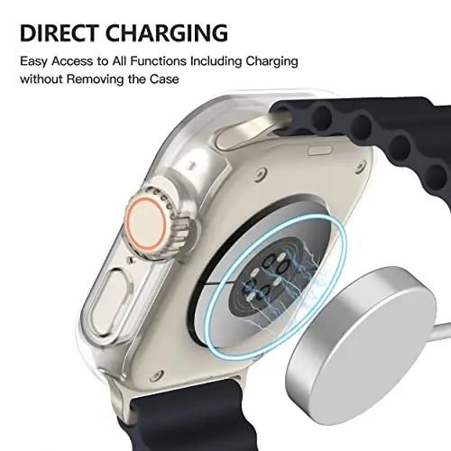 Misxi 2 Pack Hard PC Case Built in Tempered Glass Compatible with 49mm Apple Watch Ultra 3 (2025) / Ultra 2 / Ultra, Thin Protective Case with Screen Protector for iWatch, Cover with Button, Transparent - 4