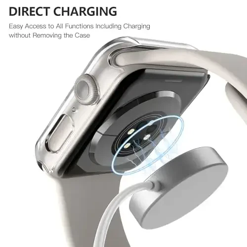 Misxi 2 Pack Hard PC Case with Tempered Glass Screen Protector Apple Watch SE 3 (2025) SE 2 SE Series 6 Series 5 Series 4 44mm bilan mos keladi, iWatch uchun Anti-Drop Lightweight Cover, 1 Starlight + 1 Transparent - 6