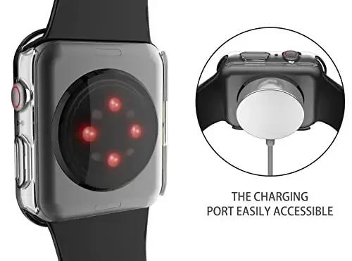 Misxi 2 Pack Hard PC Case with Tempered Glass Screen Protector Apple Watch Series 9 (2023) Series 8 Series 7 45mm bilan mos, iWatch uchun o'ta yupqa tirnalishga chidamli qopqoq, shaffof - 6