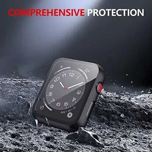 Misxi 2 Pack Hard PC Case with Tempered Glass Screen Protector Compatible with Apple Watch Series 3 Series 2 38mm, Ultra-Thin Scratch Resistant Overall Protective Cover for iWatch S3/S2, Black - 6