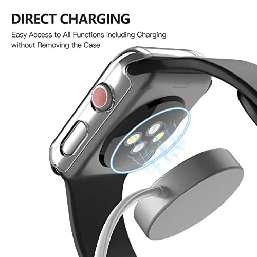 Misxi 2 Pack Hard PC Case with Tempered Glass Screen Protector Compatible with Apple Watch Series 3 Series 2 42mm, Ultra-Thin Scratch Resistant Overall Protective Cover for iWatch S3/S2, Transparent - 3
